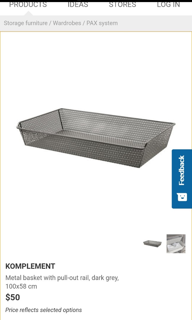 Ikea Komplement Metal Basket 100 X 58cm Furniture Shelves Drawers On Carousell