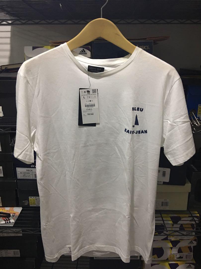 Kaos Zara Bleu Men S Fashion Men S Clothes Tops On Carousell