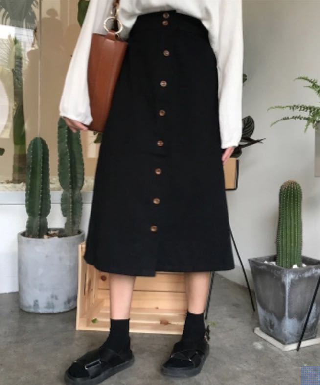 Korean button down skirt Women s Fashion Bottoms Skirts on Carousell