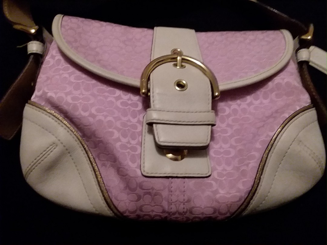 pink and white coach purse