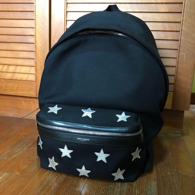 Saint Laurent city star patch backpack