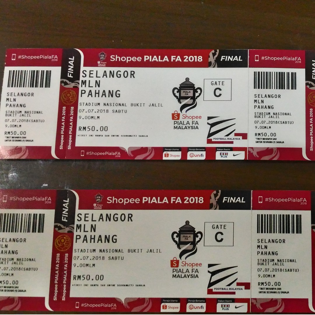 Tiket Final Piala Fa Selangor Vs Pahang 7 Julai 2018 Free 1 Beg Dan 1 Topi Iflix Everything Else Others On Carousell