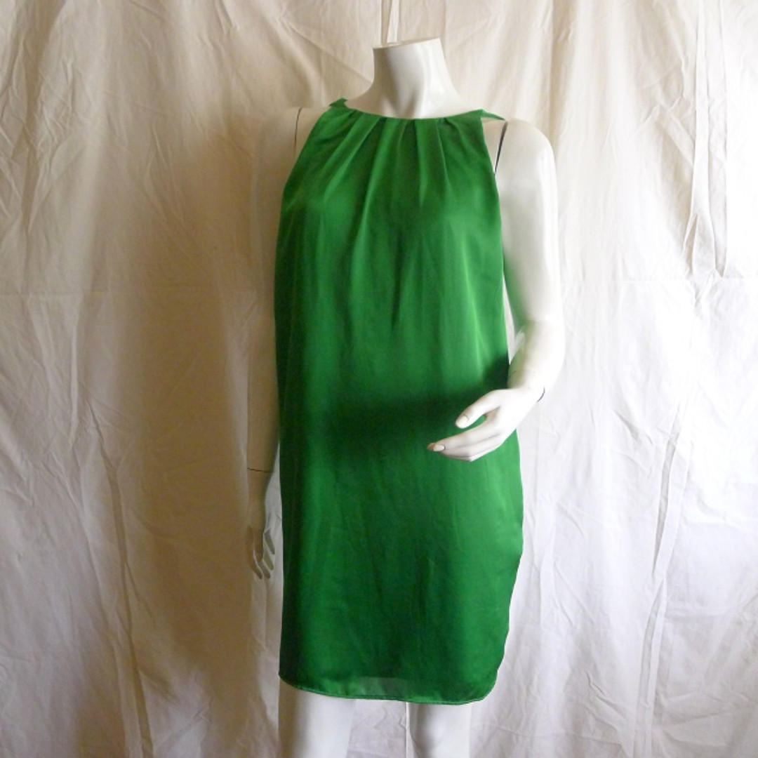 zara green satin dress