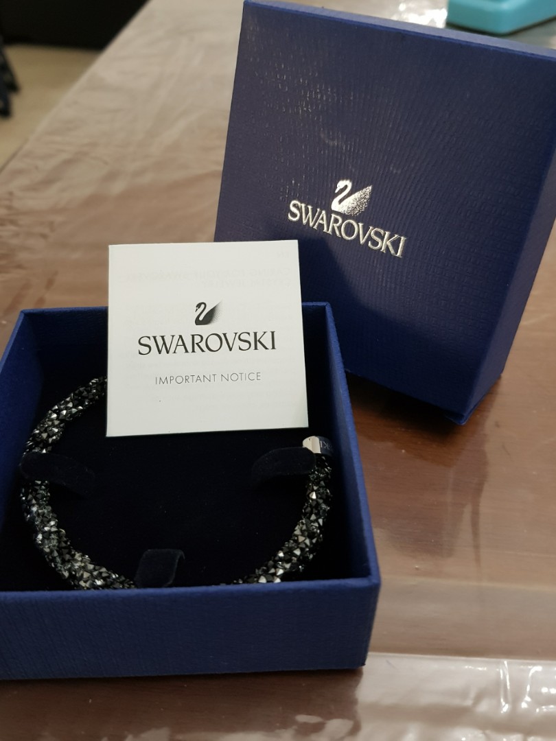 Brand New Authentic Swaroski Crystaldust Cuff Black Stainless