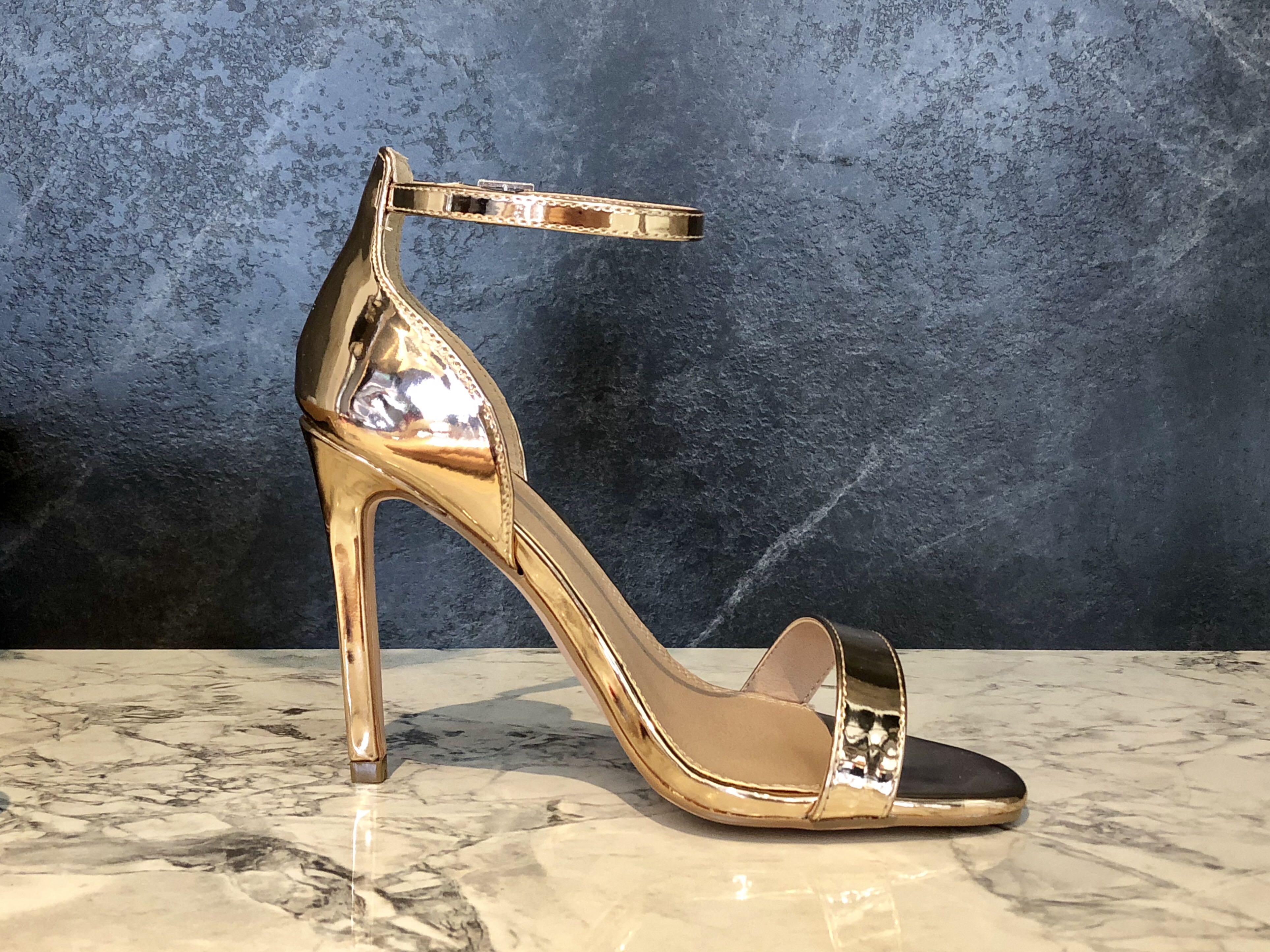 ASOS Nude Metallic Barely There Heeled Sandals UK size 2 Women s