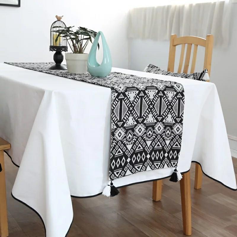 Black White Table Runner Furniture Home Decor Cushions