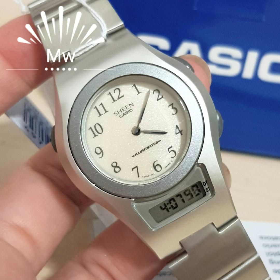 Casio sheen analog on sale digital ladies watch