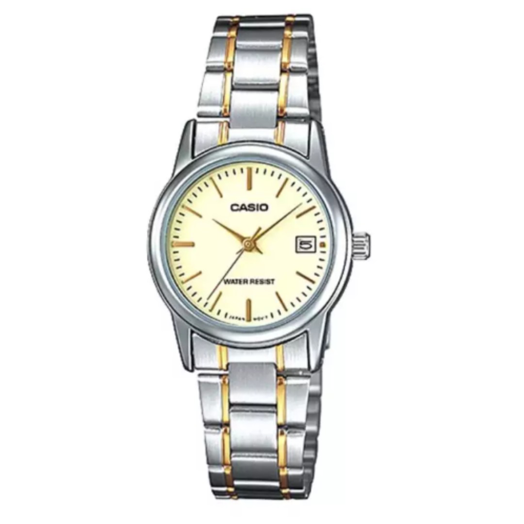 Casio Ladies Standard Analog Two Tone Stainless Steel Band Watch Ltpv002sg 9a Ltp V002sg 9a Women S Fashion Watches On Carousell