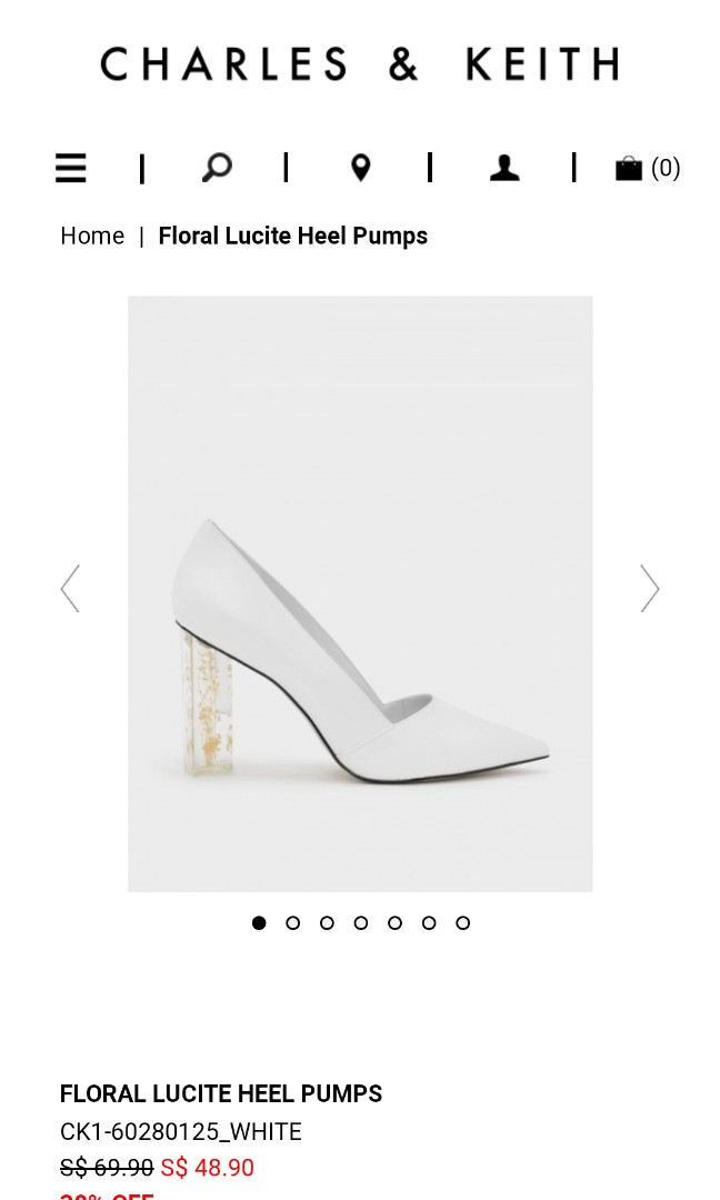 Charles and keith white floral lucite pumps