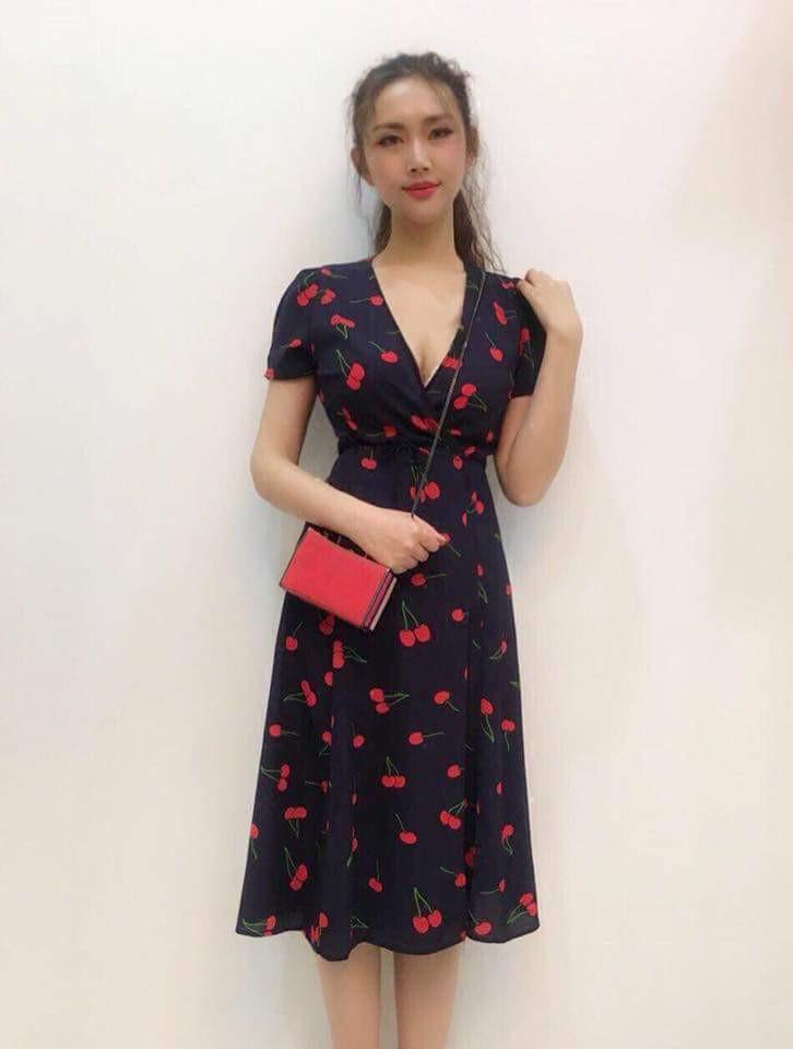 cherry wrap around dress