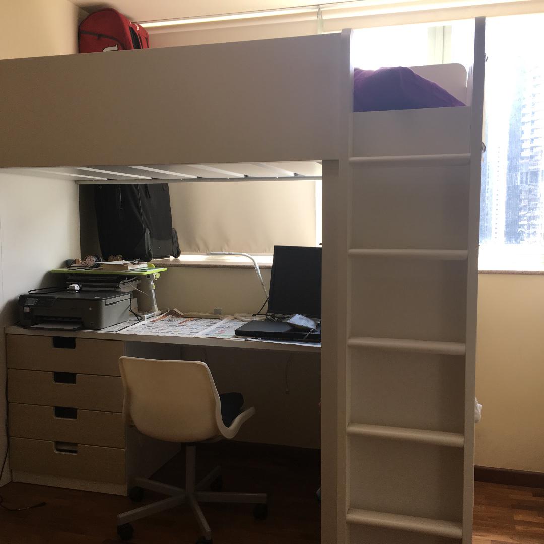 Loft Bed Combo With 4 Drawer 4 Shelves And 2 Door Closet