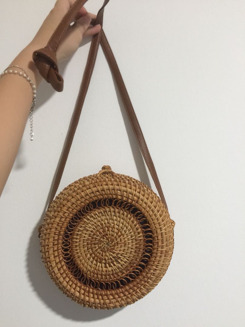 Rattan circular bag sale