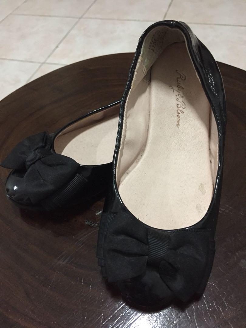 Ruby & Bloom Black Shoes with Bow, Babies & Kids, Babies & Kids Fashion