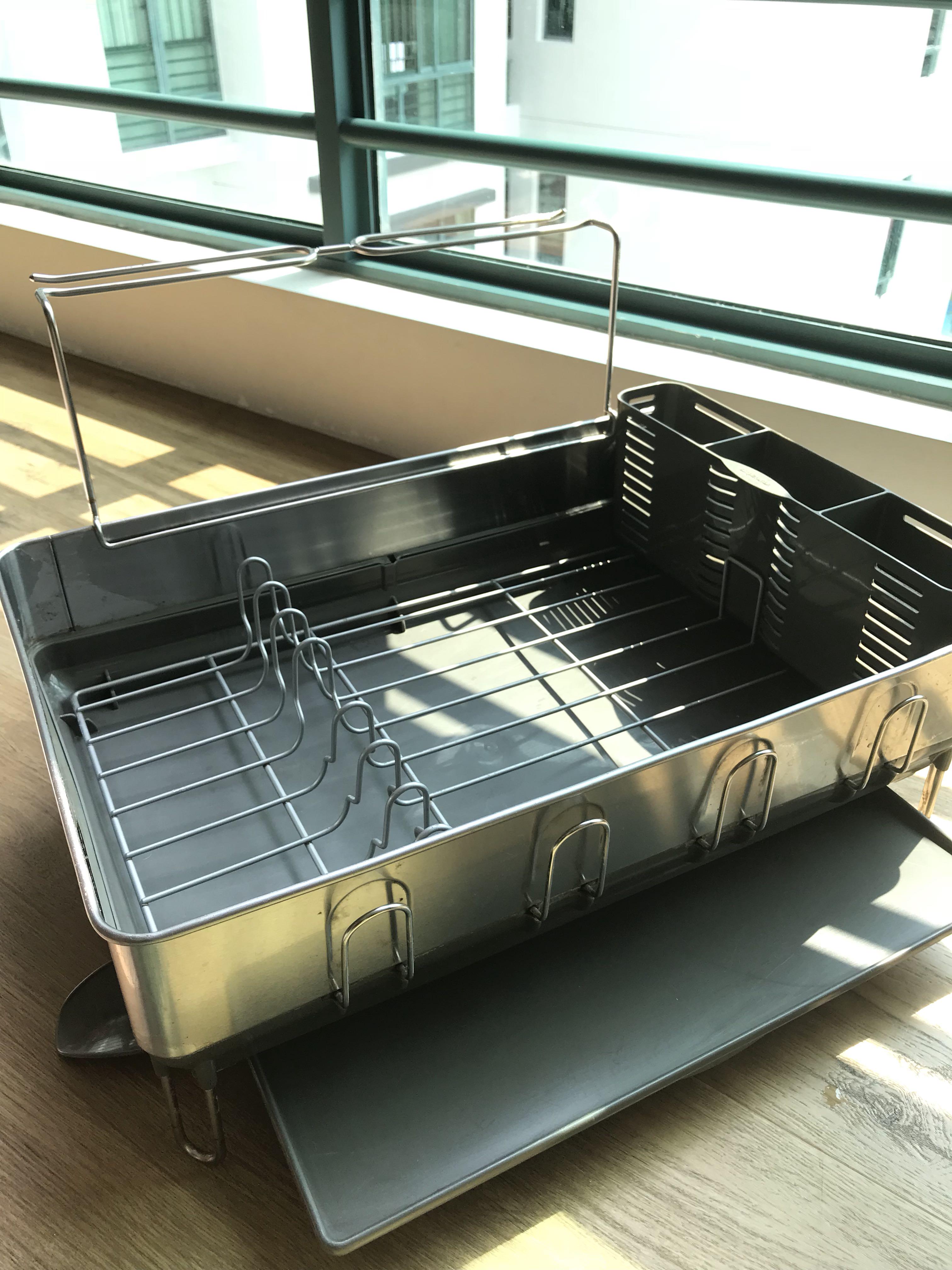 Simplehuman dish rack w wine glass holder Furniture Home Living Kitchenware Tableware Other Kitchenware Tableware on Carousell