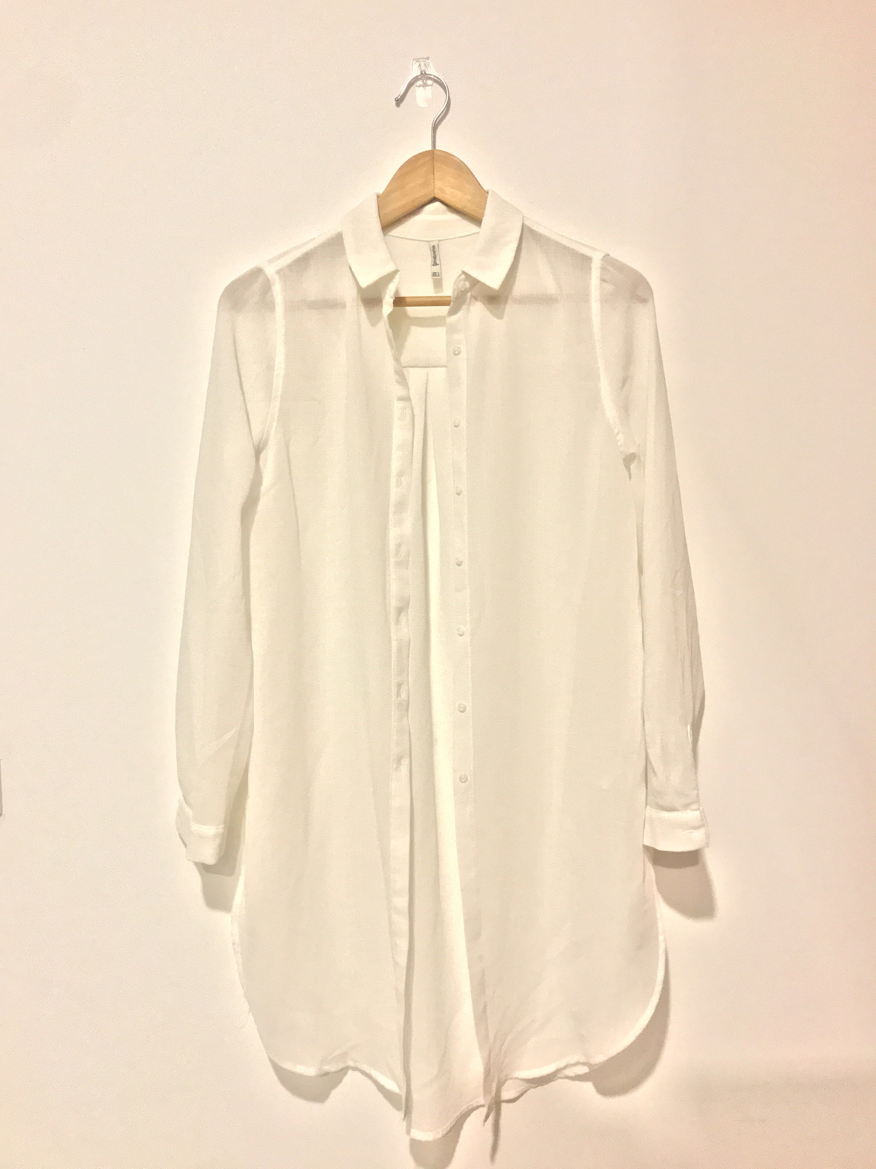 Stradivarius White Oversized Shirt 