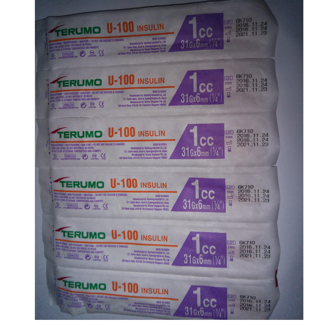 Terumo U-100 Insulin Syringe 1cc 31Gx6mm. Total 30 syringes available ...