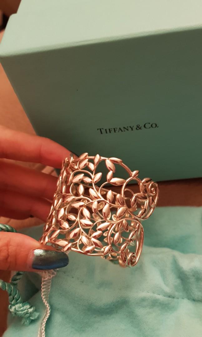 Tiffany Co 925 Silver Paloma Picasso Olive Leaf cuff bracet