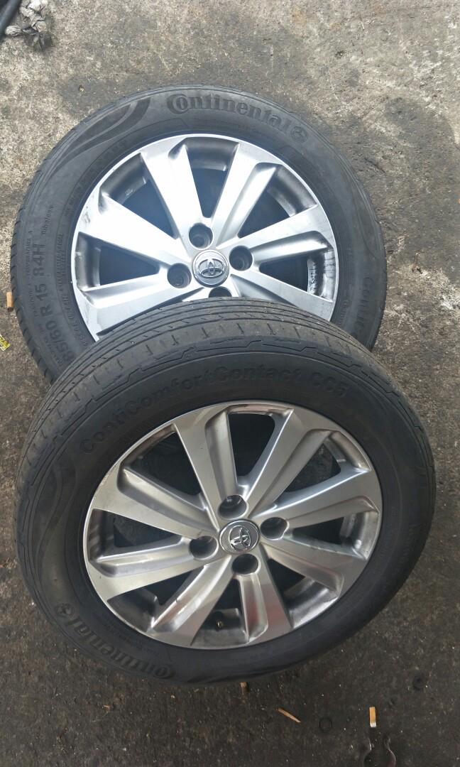 Vios original rim with tyre, Auto Accessories on Carousell