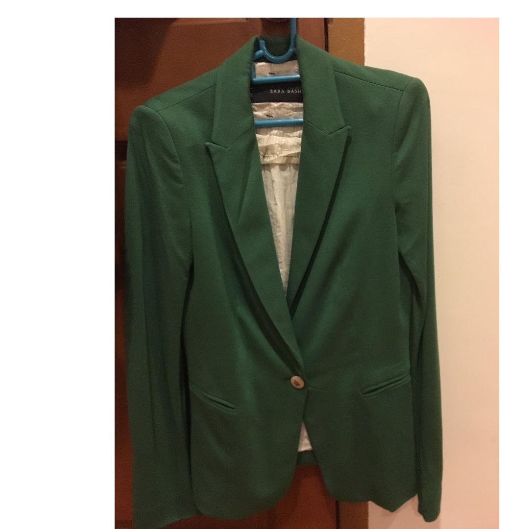 zara basic green jacket