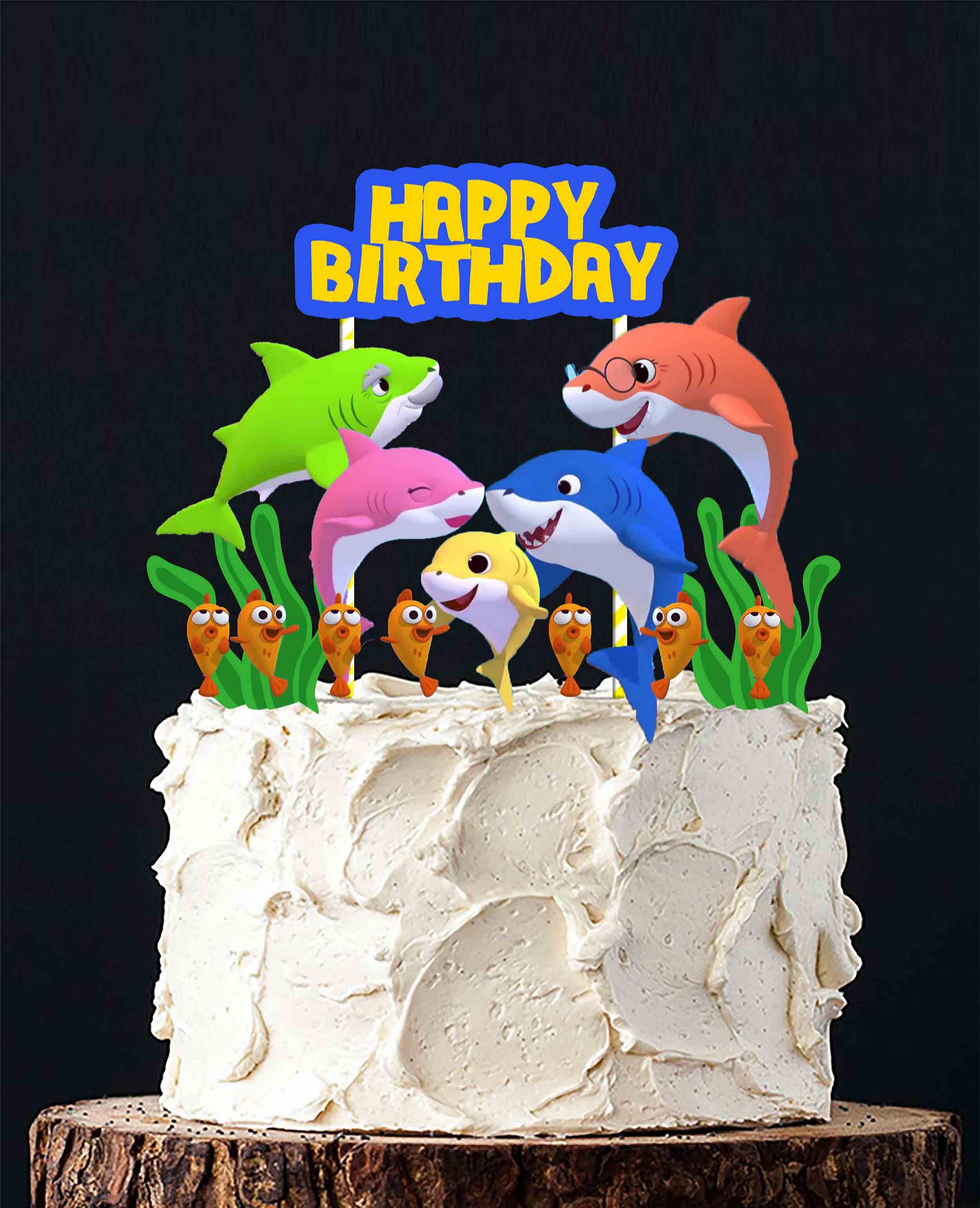 1set 12 Baby Shark Cake Topper For Birthday Or Full Month