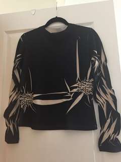 Navy/ cream detailed top.  Stamped fabric
