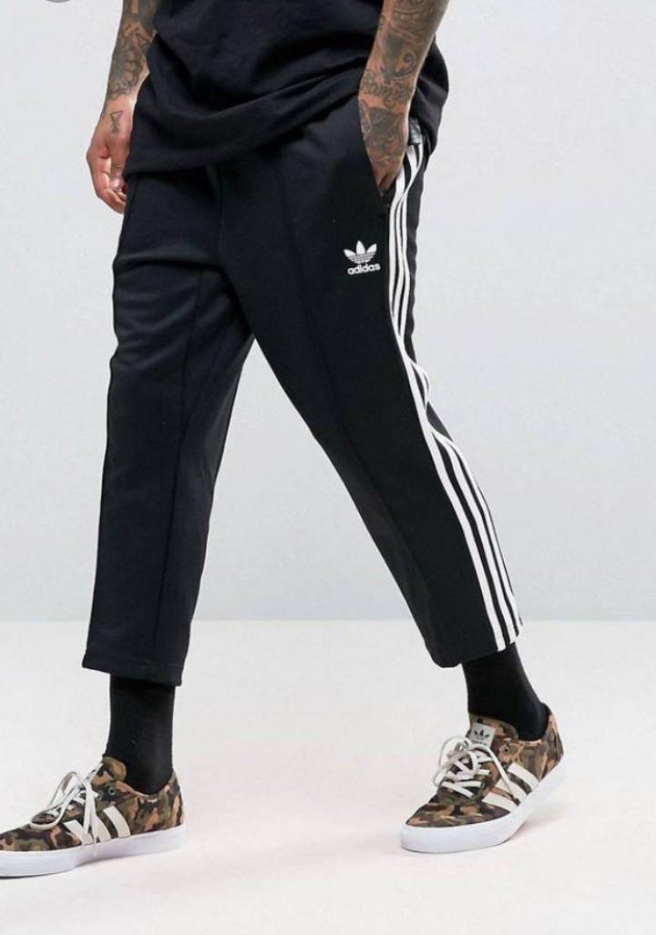 Adidas stripped cropped joggers Men s Fashion Bottoms Joggers