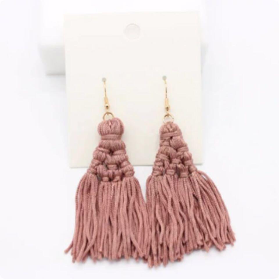 Dusty rose tassel earrings new arrivals