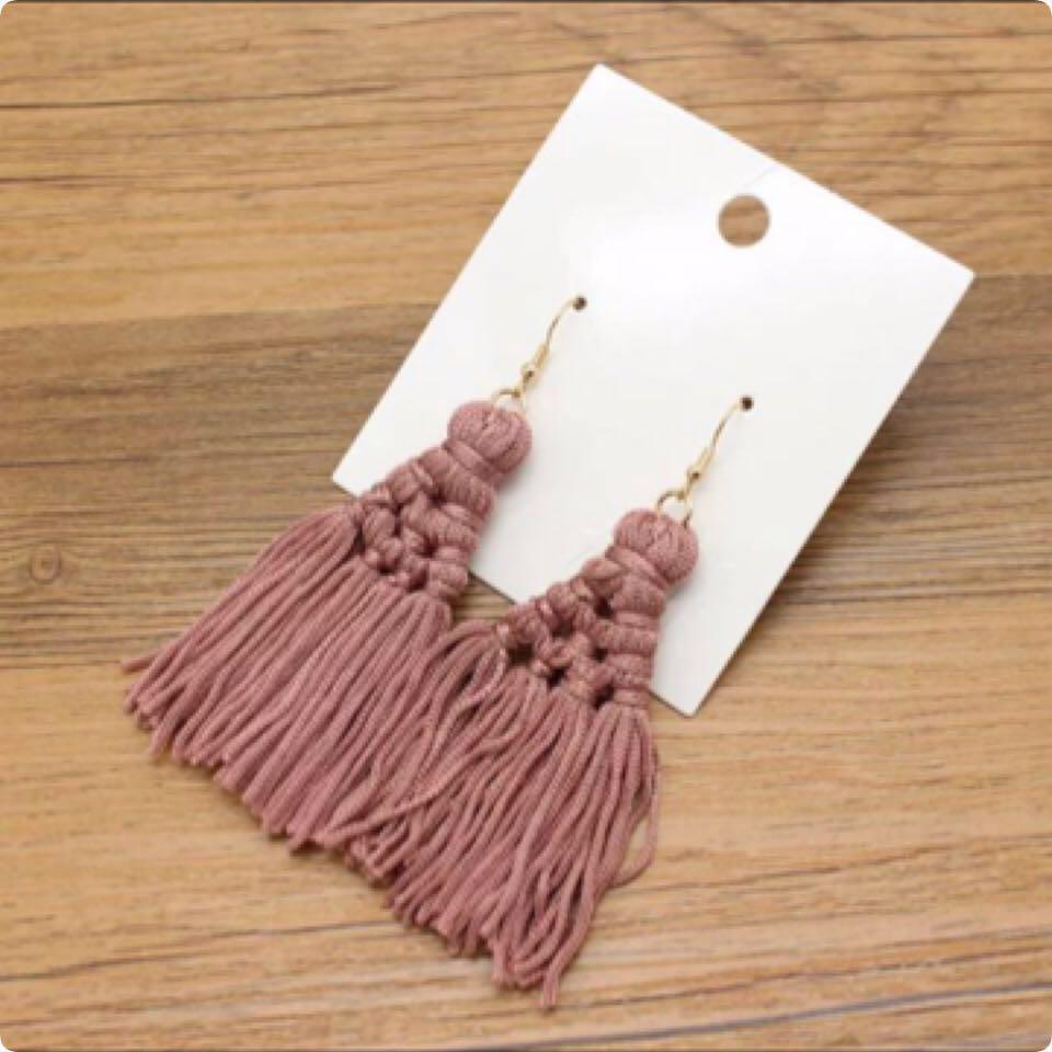 Bohemian Tassel Earrings in Dusty Rose Women s Fashion Jewelry Organisers Earrings on Carousell