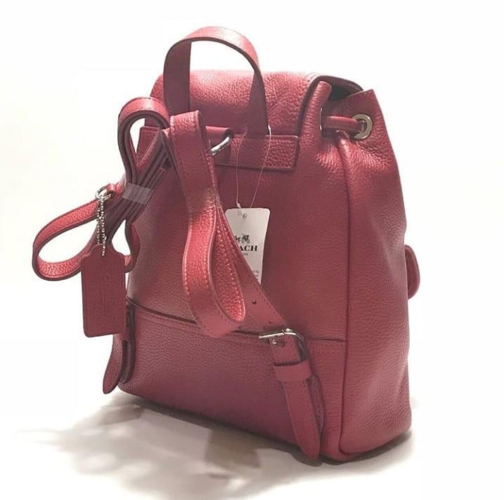 Coach F37581 Pebble Mini Turnlock Rucksack True Red size 20 23 5x22 5x8 5cm