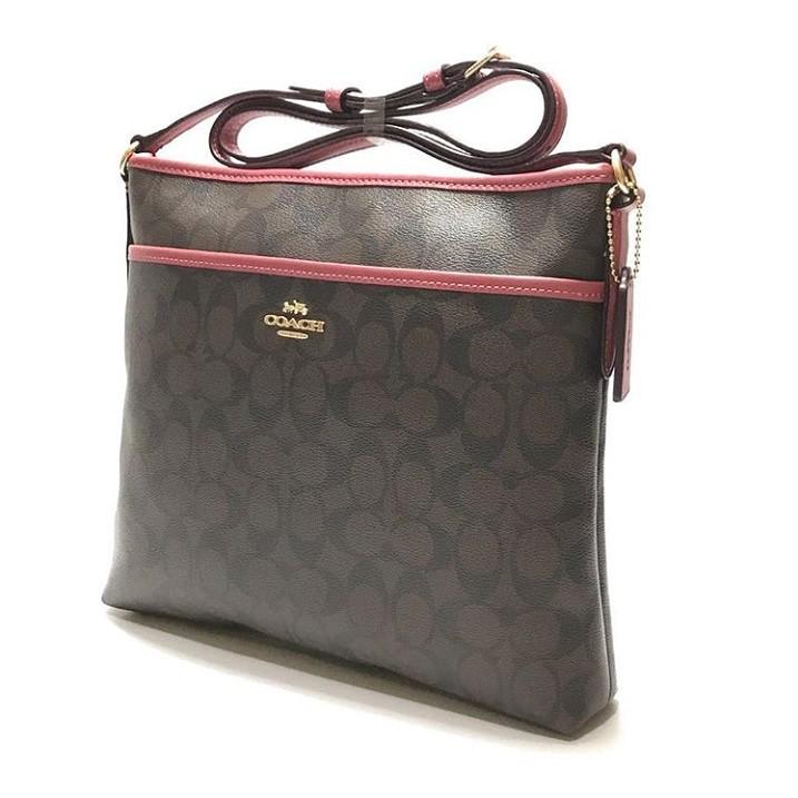 Coach F58297 Signature File Bag Brown Rouge size 29x25x5cm
