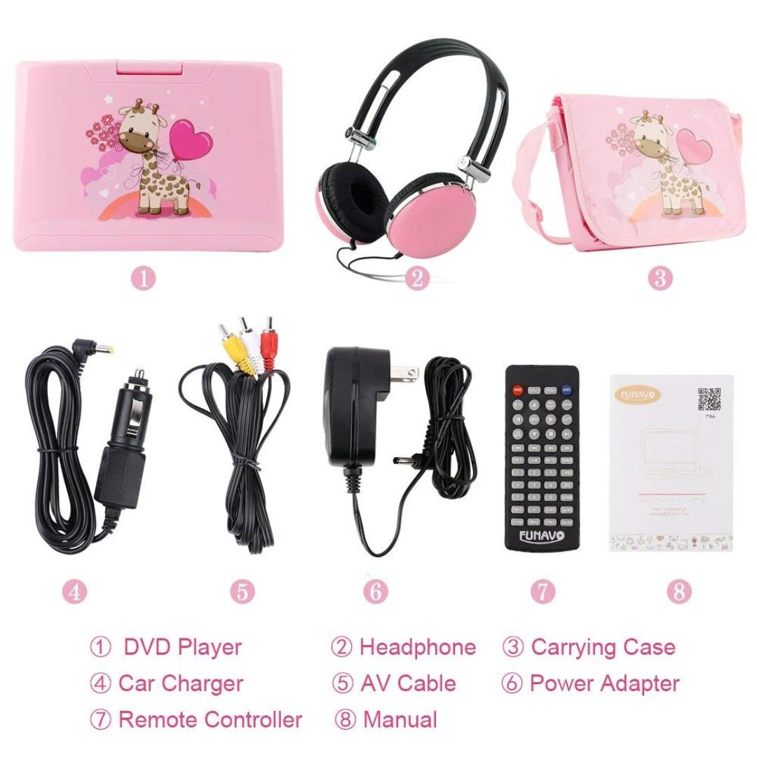 (E1) FUNAVO 9.5" Portable DVD Player with Headphone, Carring Case