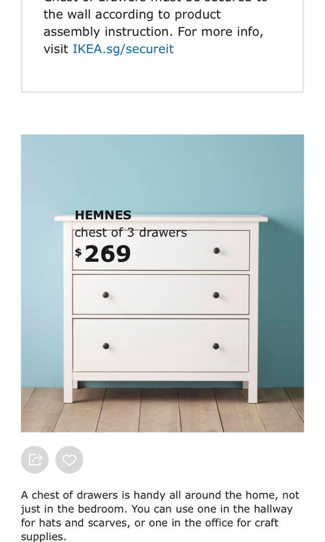 Ikea Hemnes Chest Of 3 Drawers Furniture Shelves Drawers On