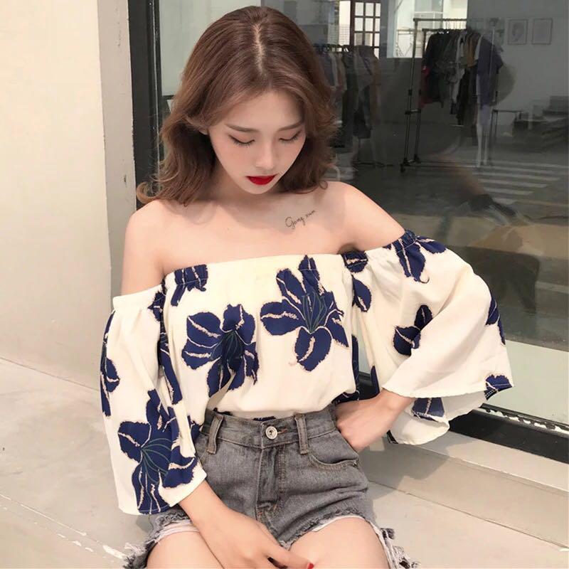 Korean off shoulder blouse 2025