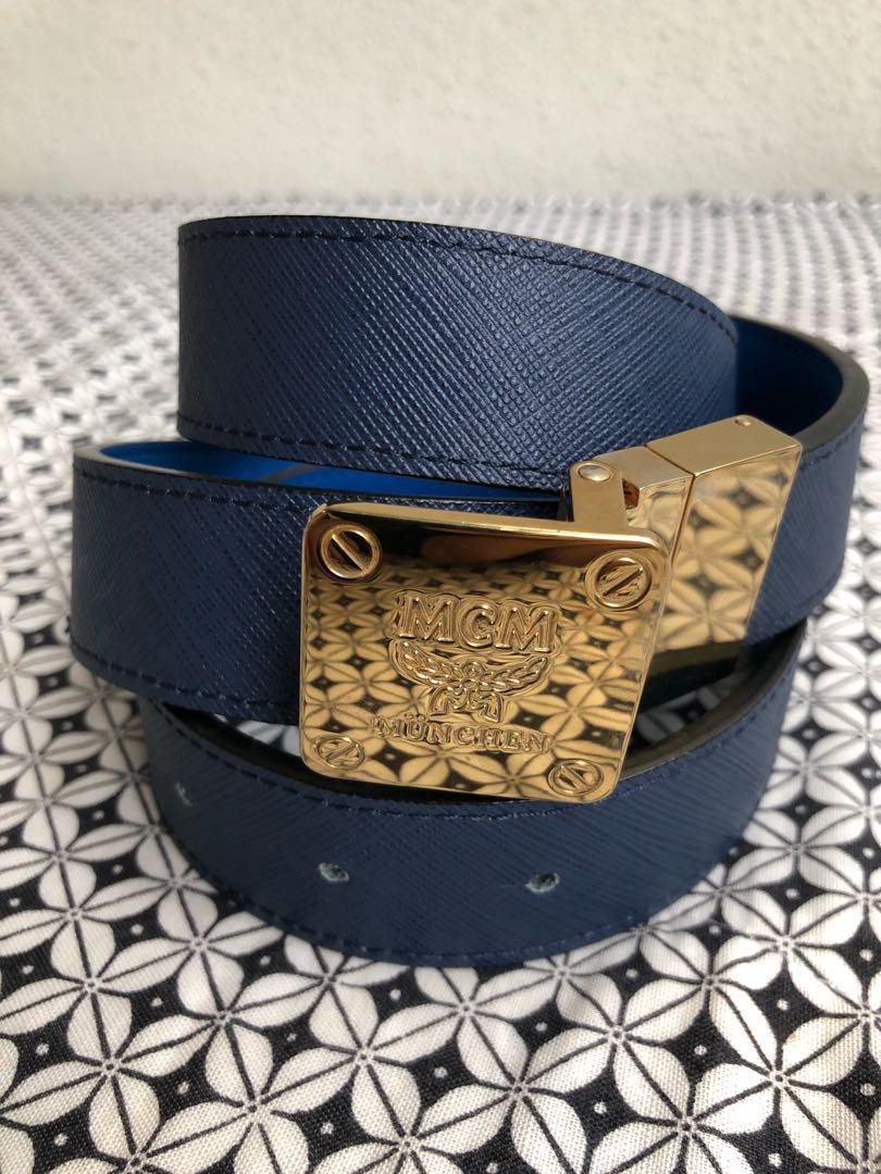 navy blue mcm belt