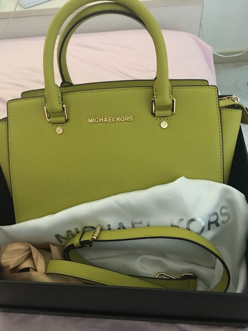 Michael Kors Selma Lime Green, Luxury, Bags & Wallets on Carousell