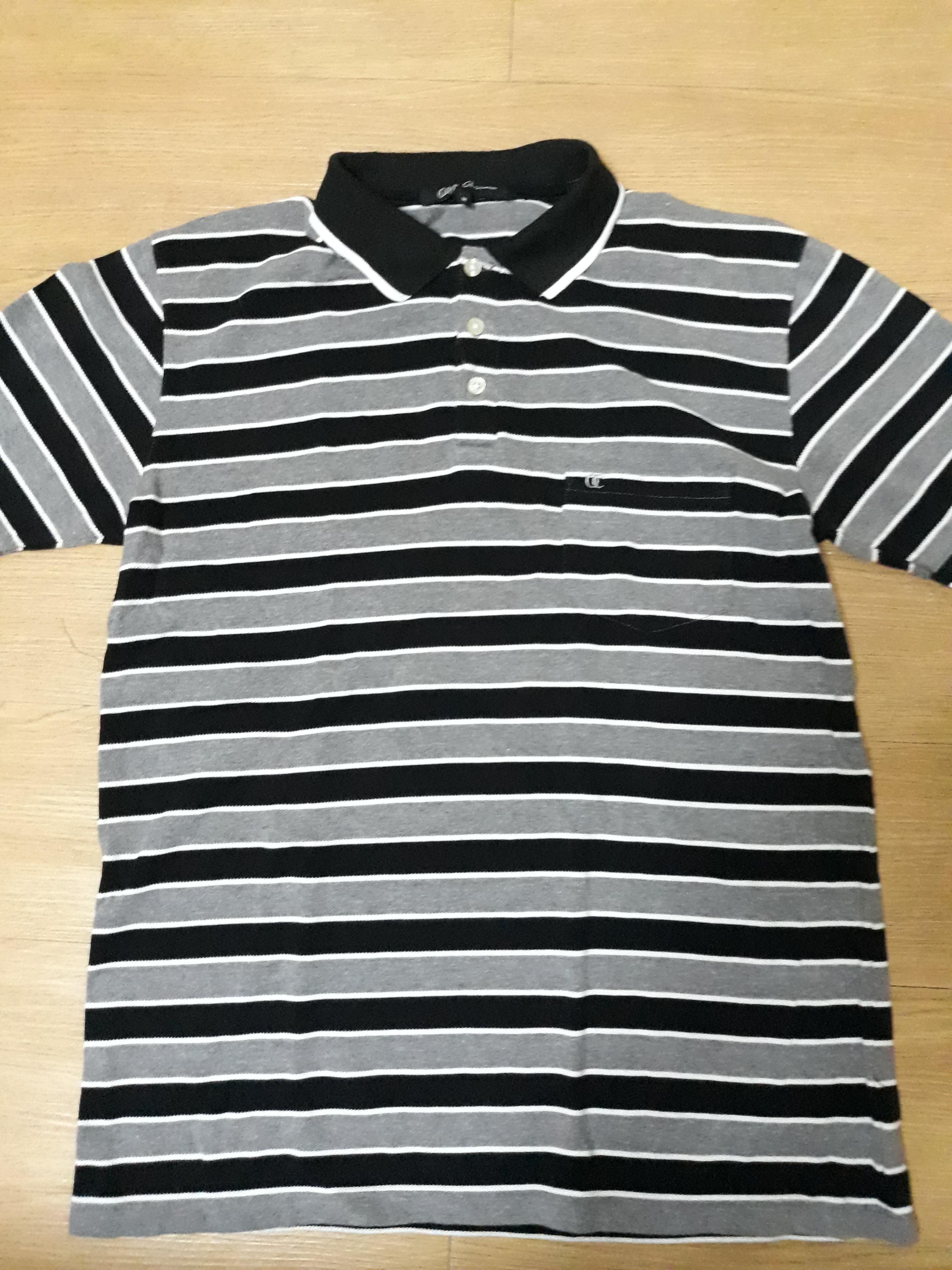 Black and grey new arrivals striped polo shirt