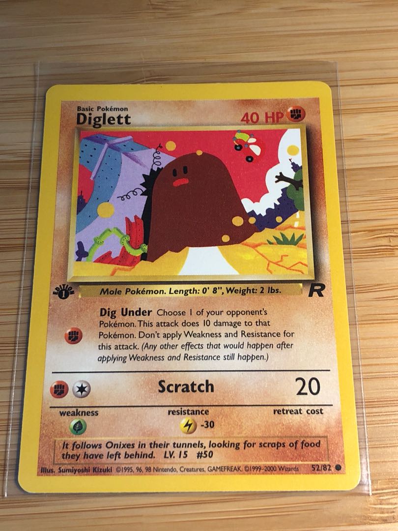 Pokemon Card TCG Team Rocket 1st Edition Diglett 52/82, Hobbies & Toys,  Toys & Games on Carousell