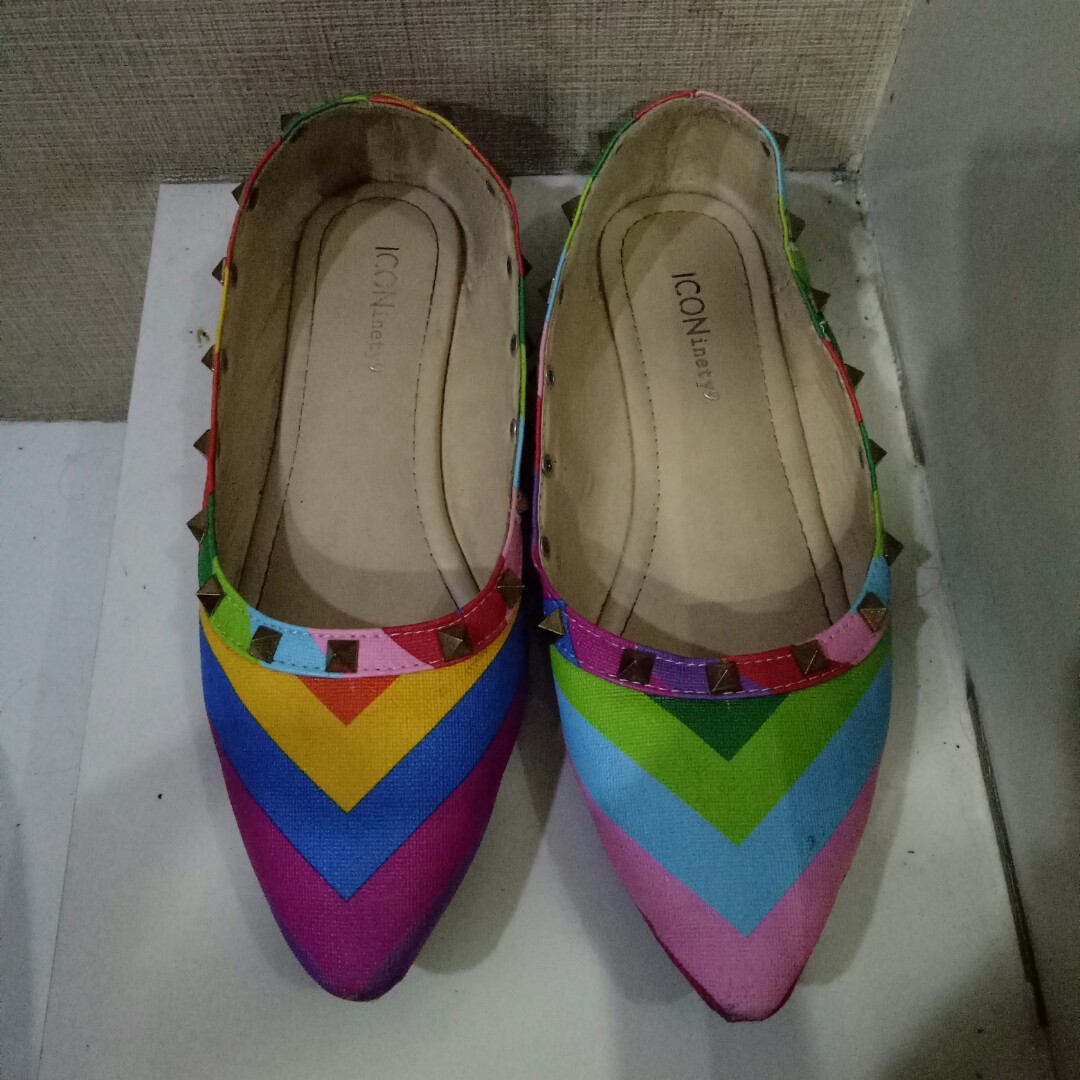 Rainbow flat shoes, Women's Fashion 