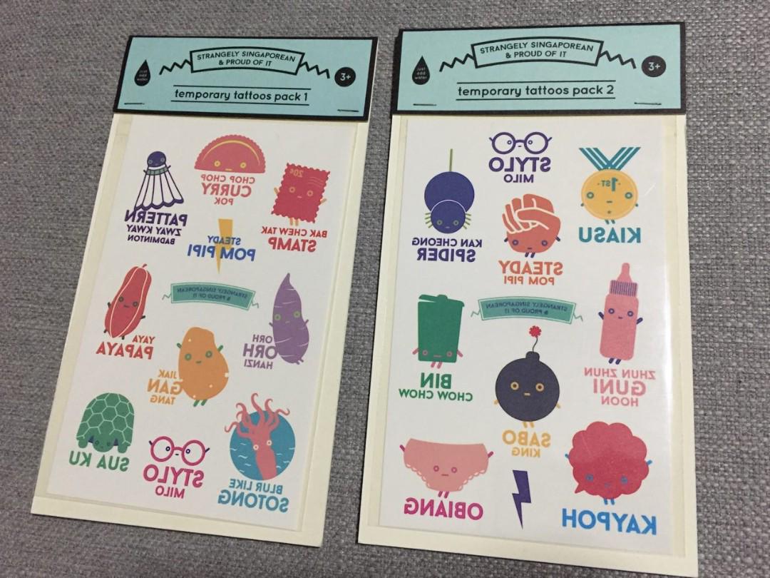 Strangely Singaporean Temporary Tattoos, Hobbies & Toys, Stationery