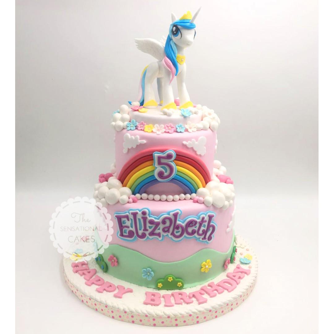 2 Tier Wing Pony Rainbow And Pink Theme Children Girl Birthday