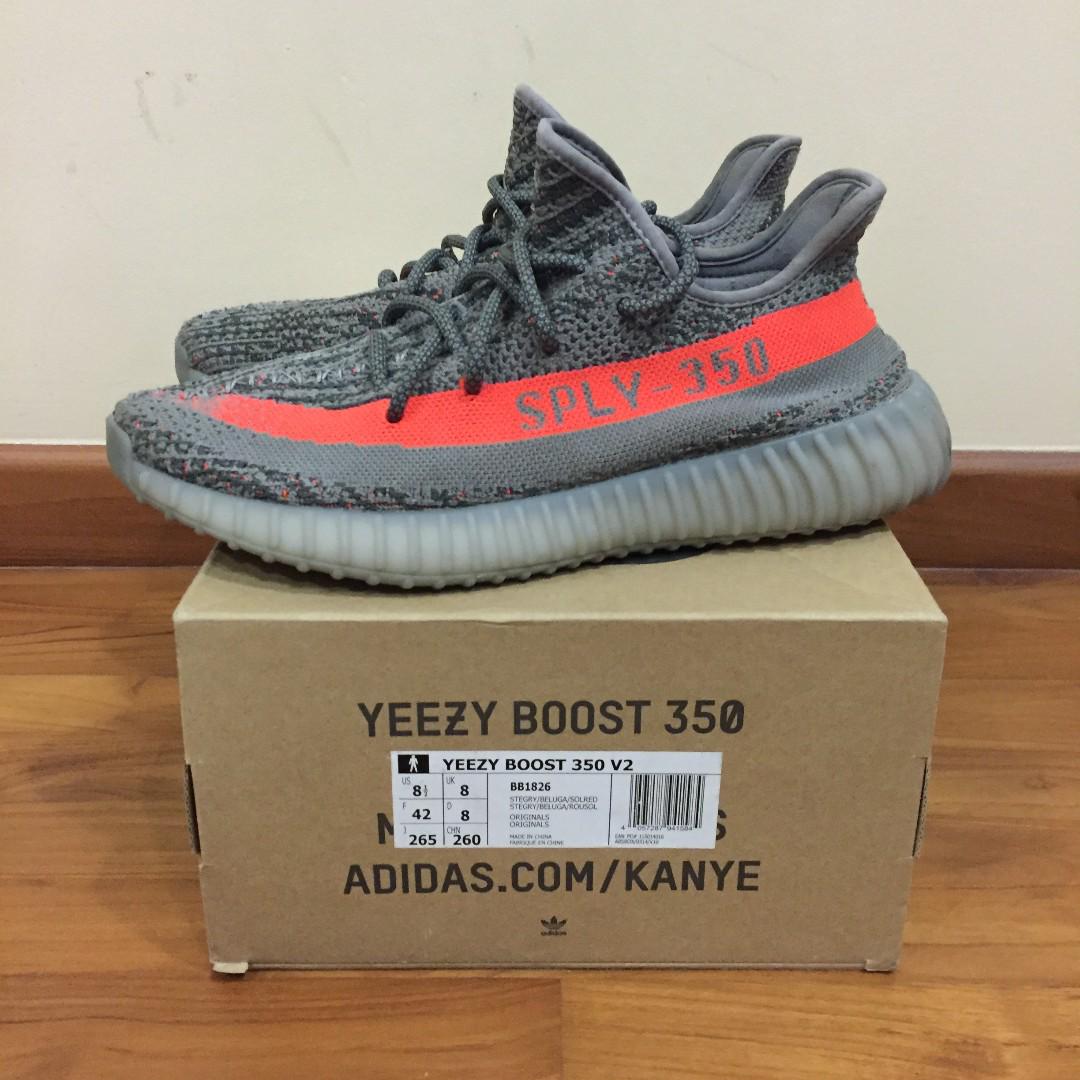 Adidas Yeezy Boost 350 V 2 Beluga Solar Red BB 1826