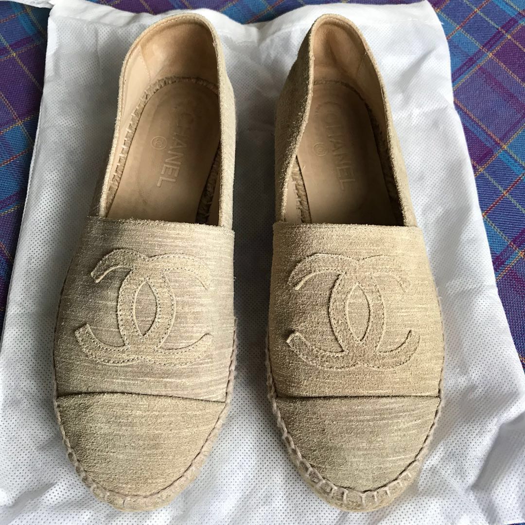 Chanel Espadrilles 38 Stripe Suede 