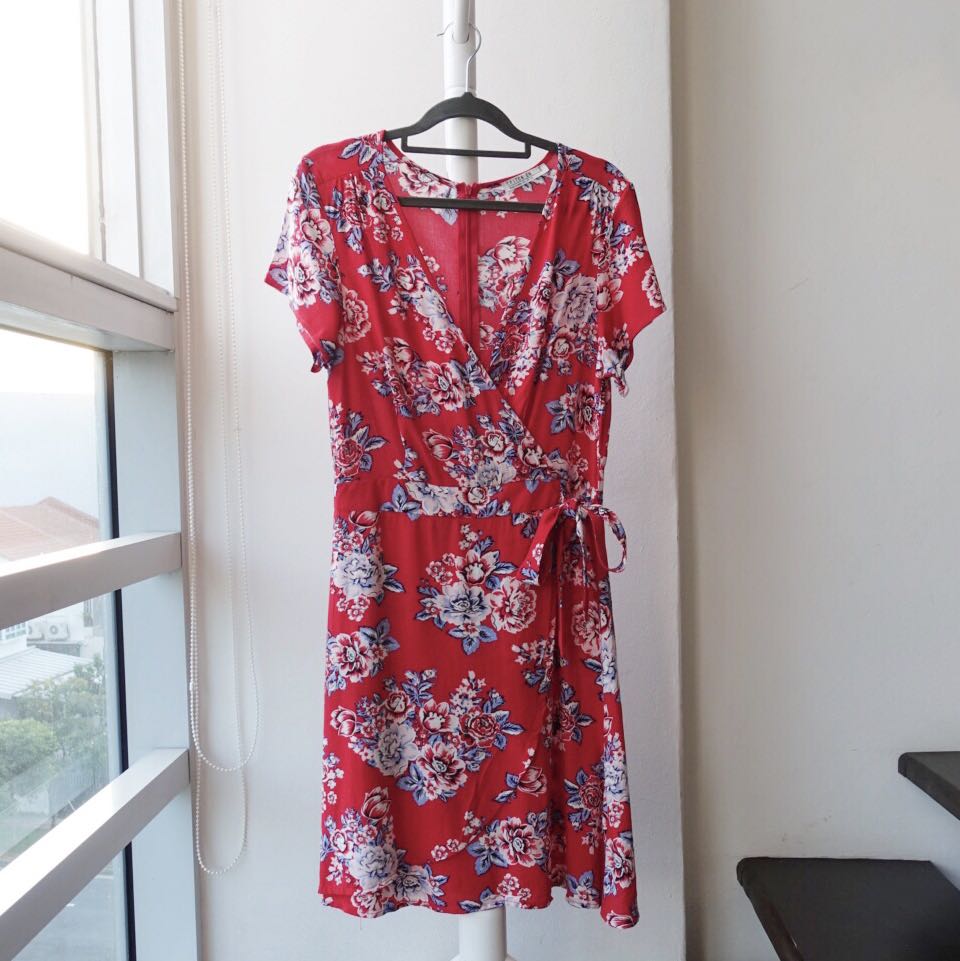 cotton on floral wrap dress