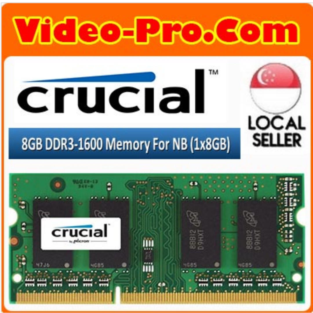 Crucial 4gb Notebook Ram So Dimm Pc3l Ddr3l 1600 Single Unbuffered Non Ecc 1 35v Electronics Computer Parts Accessories On Carousell