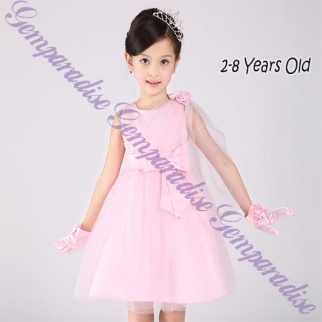 Flower Girl Dress Sequinz Side Shoulder Gauze Rose Dress Princess