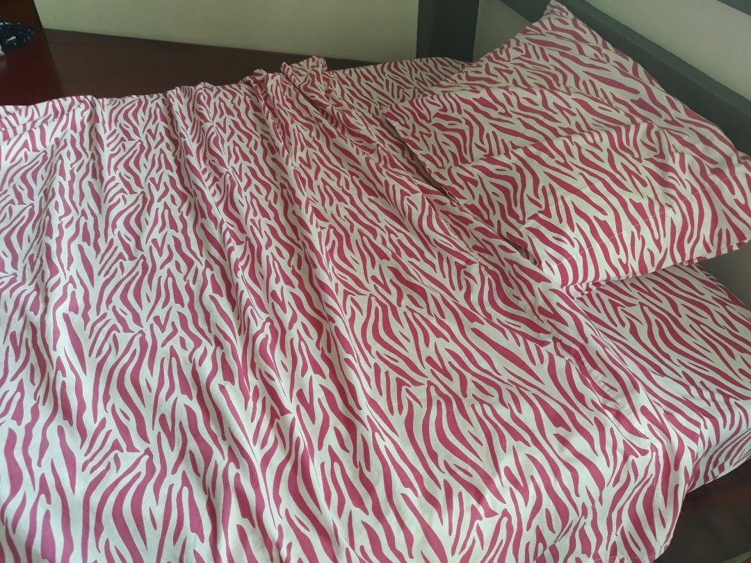 Hot Pink Zebra Print Twin Bedding Set Home Furniture On Carousell