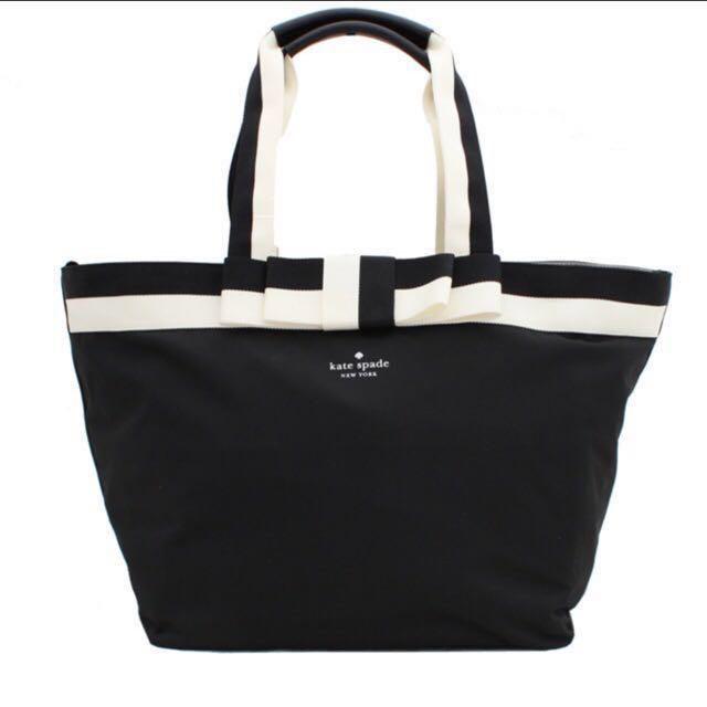 Kate spade black bag with white bow online