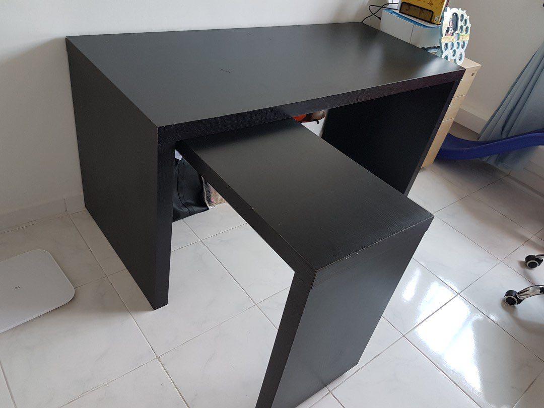 L Shape Study Table Desk With Pull Out Pane Ikea Furniture