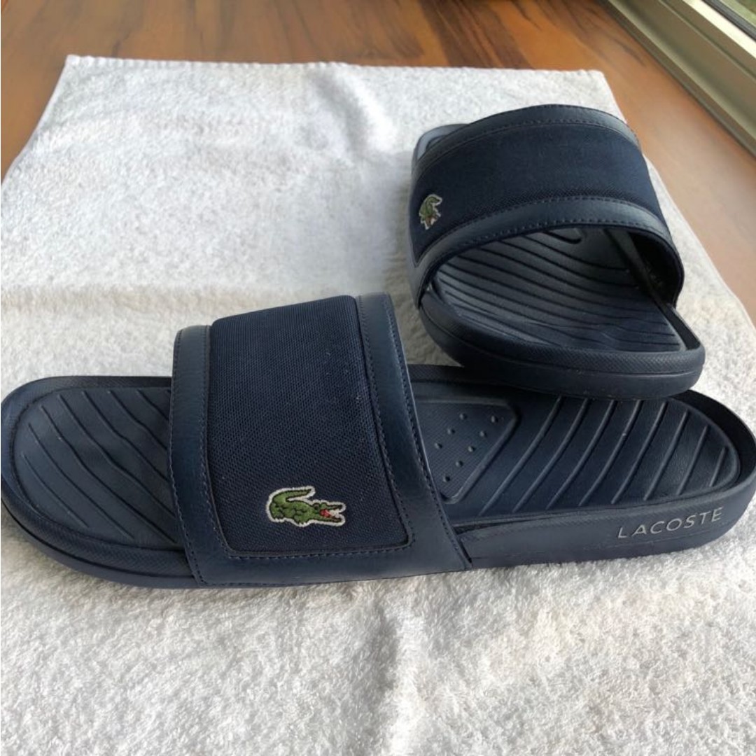 blue lacoste slides