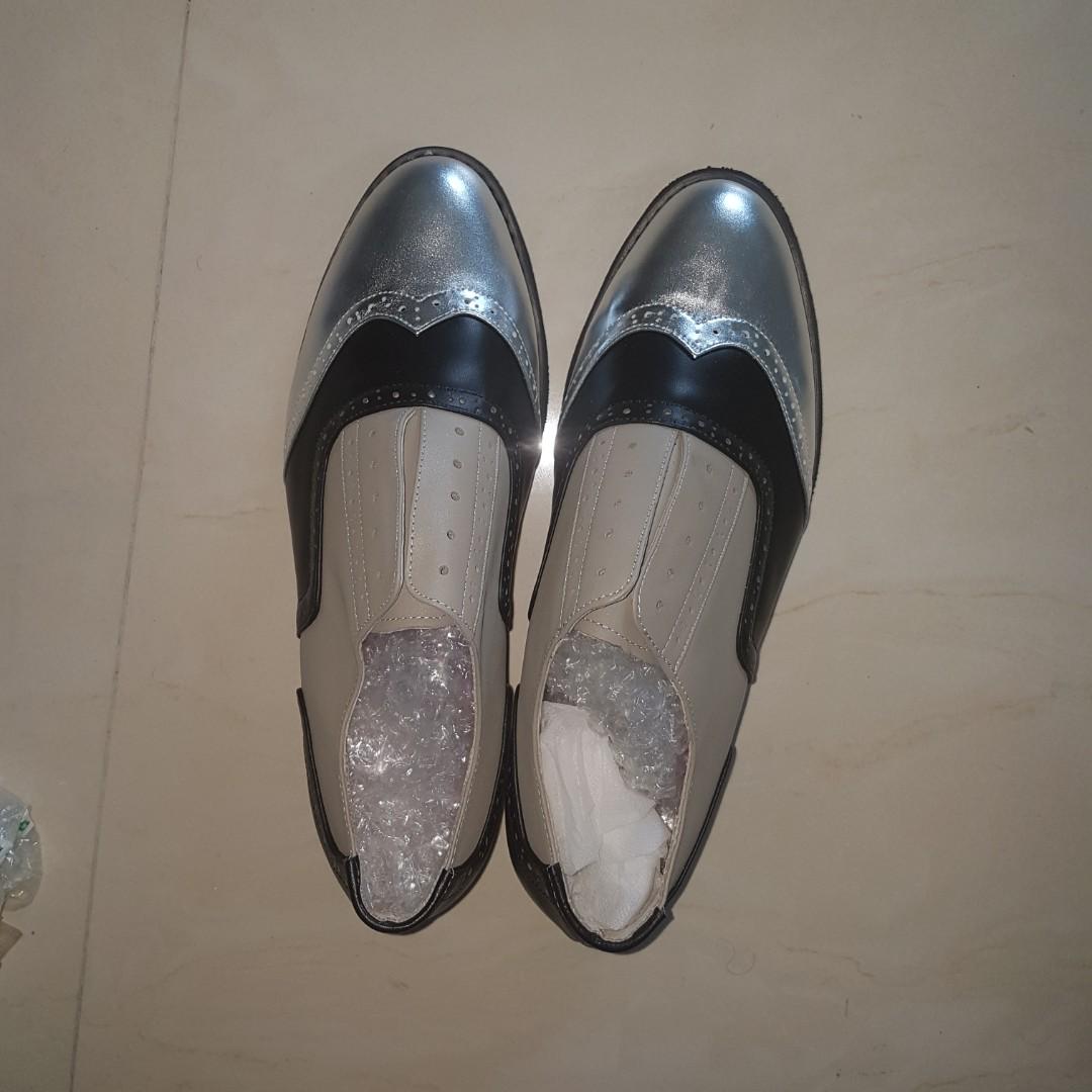 silver leather brogues